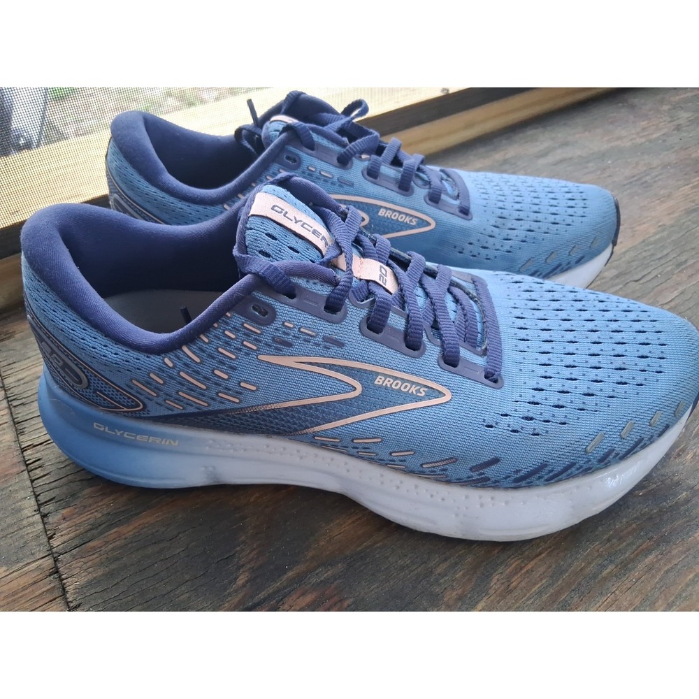 Brooks Glycerin 20 Womens Running Shoes Blue Rose Gold 1203691B478 Size 9.5 B